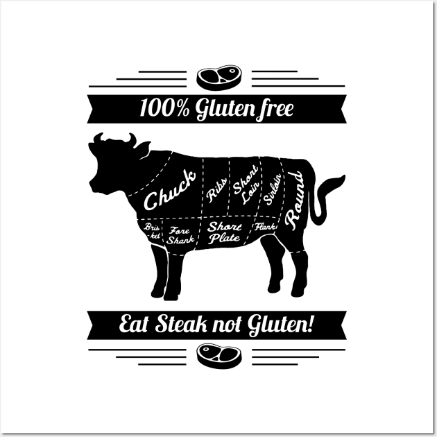 Funny BBQ Meatlovers "Gluten free" Design Wall Art by boobear_studio